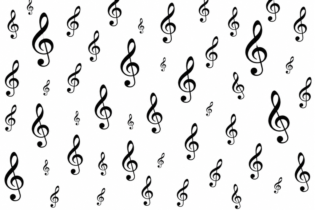 Musikalisches Notenmuster in Schwarz-Weiß